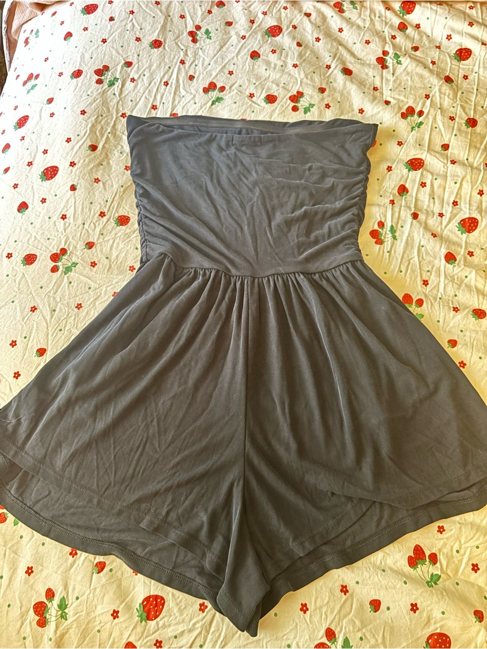 Wild Fable Black Ribbed Strapless Romper - Picture 4 of 4